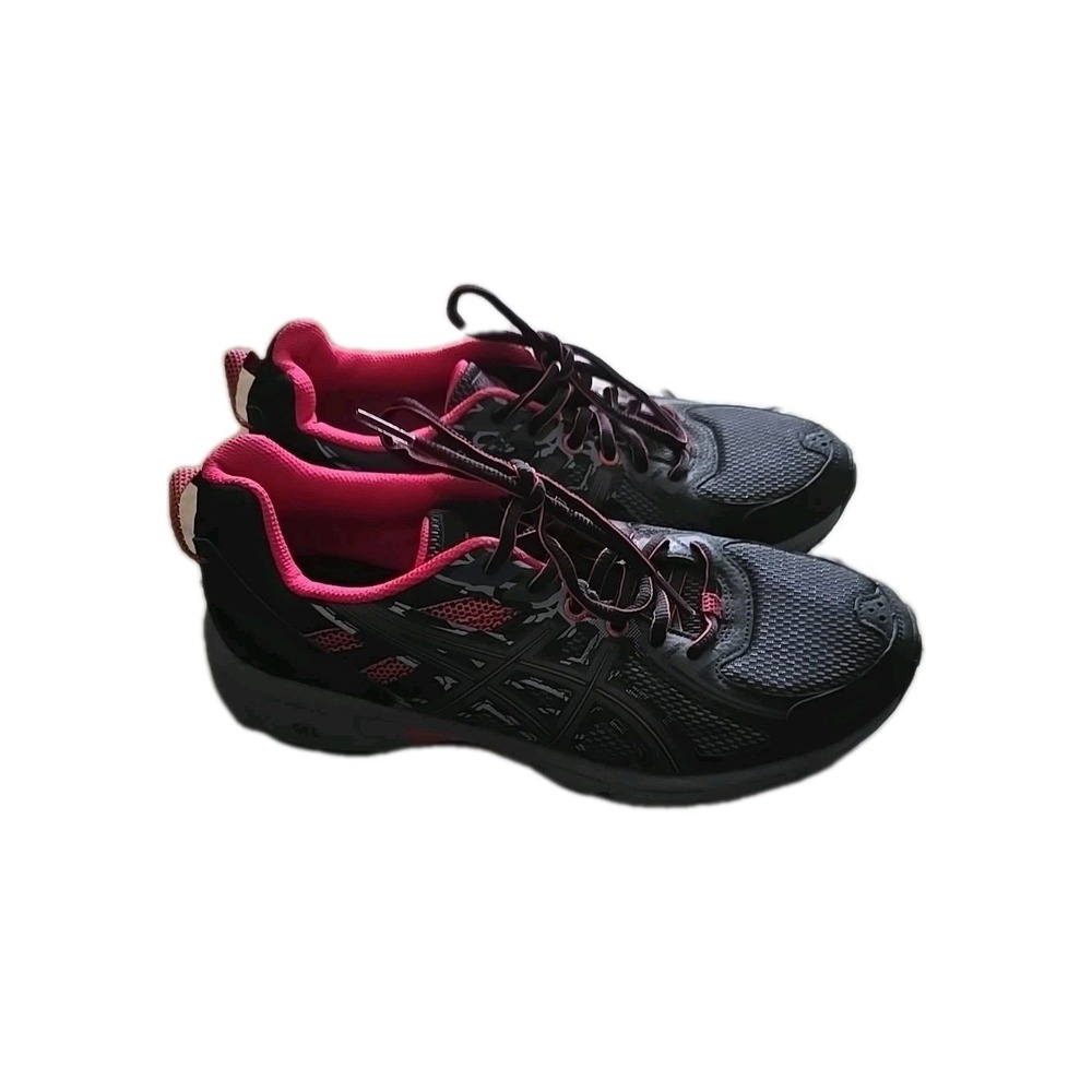 ASICS Gel Venture 6 Women's Trail Running Shoes Black Gray Pink Size 9 Gel Cush